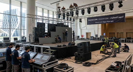 Technical Setup of Sound, Lighting, and LED Screens for Events and Competitions